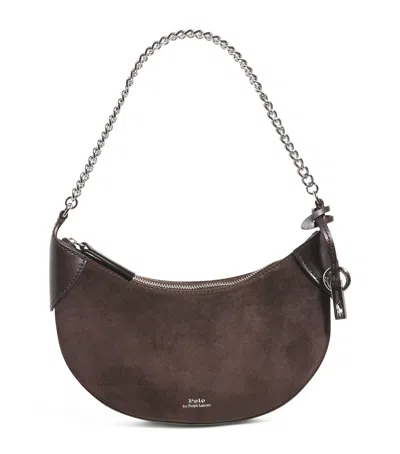 Polo Ralph Lauren Small Suede Polo Id Shoulder Bag In Brown