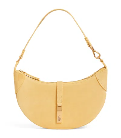 Polo Ralph Lauren Small Suede Polo Id Shoulder Bag In Yellow