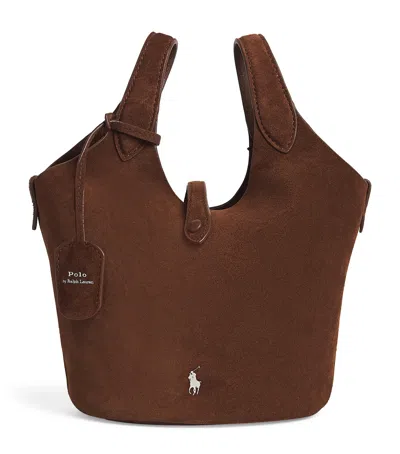Polo Ralph Lauren Small Suede Polo Play Cross-body Bag In Brown
