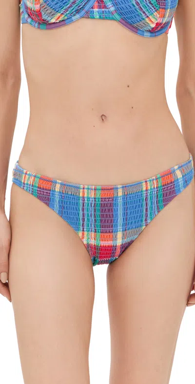 POLO RALPH LAUREN SMOCKED MADRAS DEVIN BIKINI BOTTOMS MULTI