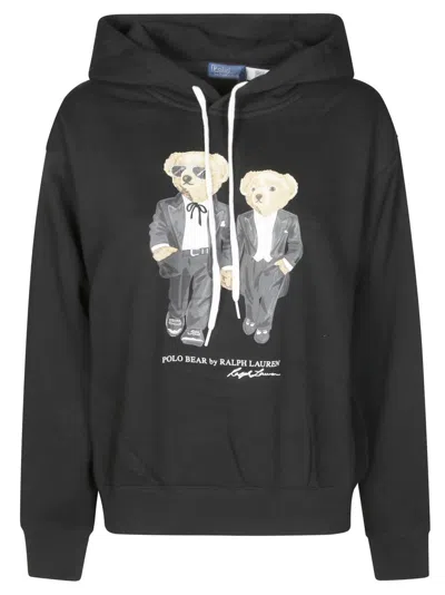 Polo Ralph Lauren Smoking Teddy Bear Hoodie In Gray