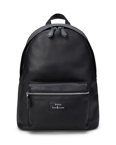 Polo Ralph Lauren Smooth Leather Backpack In Black