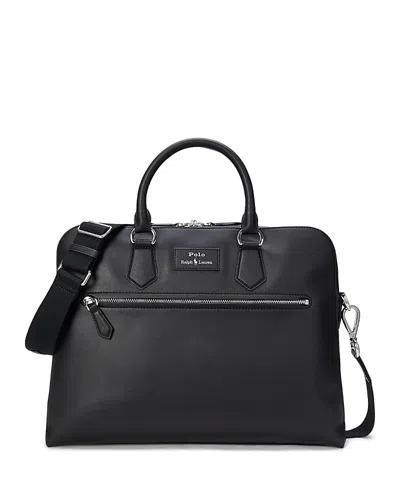 Polo Ralph Lauren Smooth Leather Commuter Bag In Black