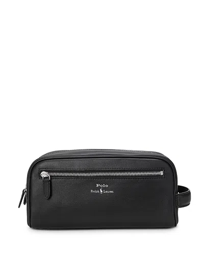 Polo Ralph Lauren Smooth Leather Travel Case In Black