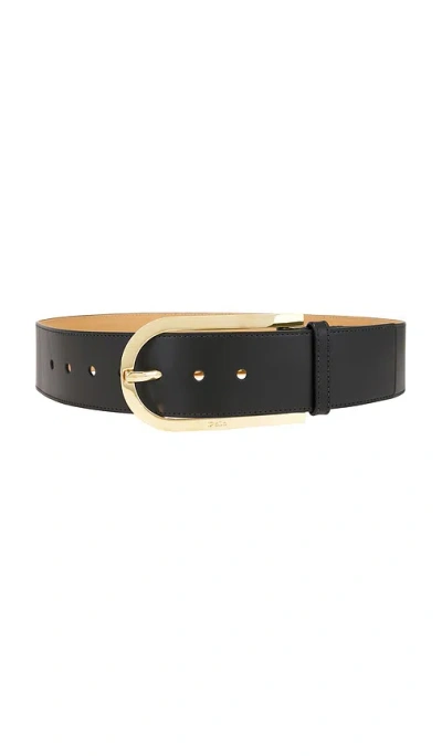 Polo Ralph Lauren Smooth Vachetta Belt In 黑色&金黄色