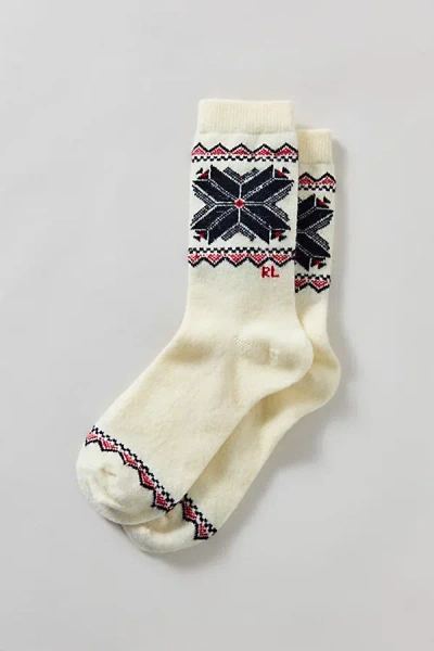 Polo Ralph Lauren Snowflake Border Crew Sock In Ivory, Women's At Urban Outfitters In White