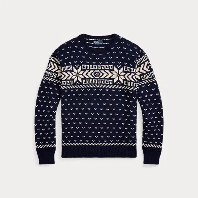 Polo Ralph Lauren Snowflake Cotton-cashmere Sweater In Blue