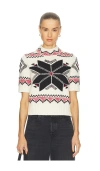 Polo Ralph Lauren Snowflake Mockneck Short-sleeve Sweater In White