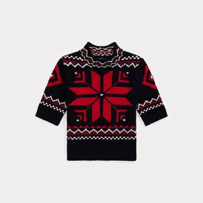 Polo Ralph Lauren Snowflake-motif Short-sleeve Jumper In Navy/red Multi