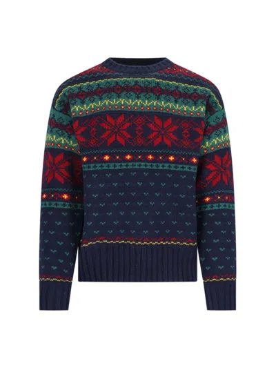 Polo Ralph Lauren Snowflake Pattern Wool Sweater In Blue