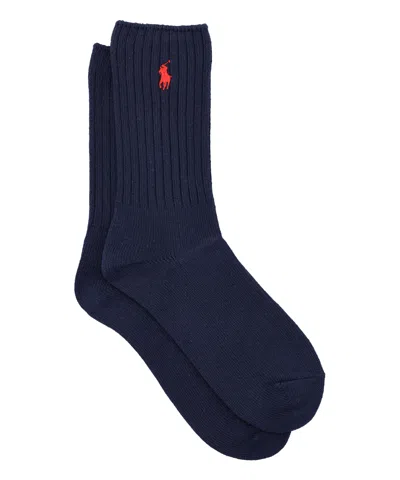 Polo Ralph Lauren Embroidered Pony Crew Socks In Navy