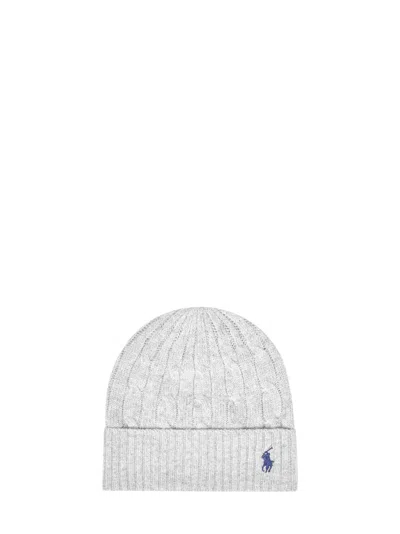 Polo Ralph Lauren Soft Grey Cable Knit Wool And Cashmere Beanie