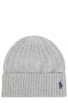 Polo Ralph Lauren Soft Grey Cable Knit Wool And Cashmere Hat In Neutral