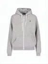 Polo Ralph Lauren Hooded Cotton Sweatshirt Front Pockets In Gray