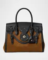 Polo Ralph Lauren Soft Ricky 27 Calfskin And Suede Top-handle Bag In Brown