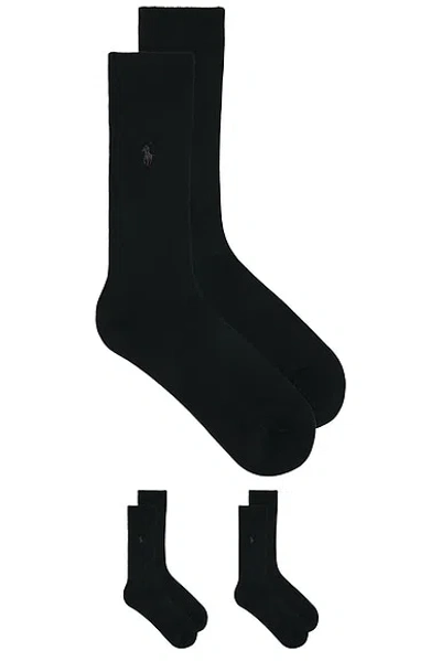Polo Ralph Lauren Soft Touch Flat Knit Dress Socks 3-pack In Black