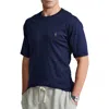 Polo Ralph Lauren Blue Crewneck T-shirt With Pony Embroidery On The Front In Animal Print