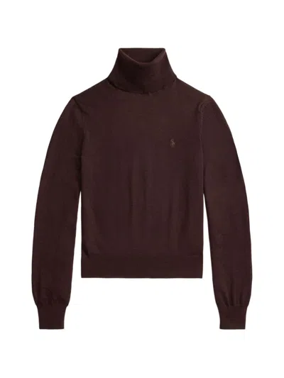 Polo Ralph Lauren Soft Wool Turtleneck Sweater  In Brown