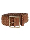Polo Ralph Lauren Soft Woven Leather Belt In Brown