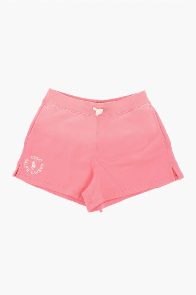 Polo Ralph Lauren Kids' Solid Color Brushed Cotton Shorts With 2 Pockets In Pink