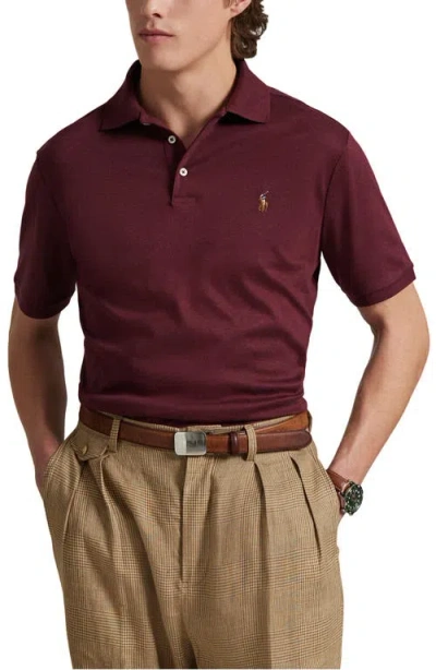Polo Ralph Lauren Solid Cotton Jersey Polo In Burgundy