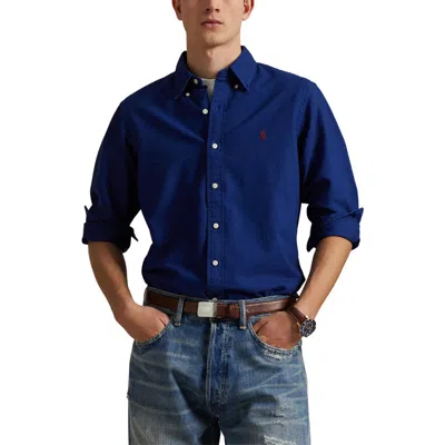 Polo Ralph Lauren Solid Cotton Oxford Button-down Shirt In Blue