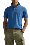 Polo Ralph Lauren Solid Cotton Polo Shirt In Blue