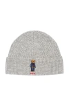 Polo Ralph Lauren Solid Denim Bear Beanie In Gray