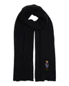 Polo Ralph Lauren Solid Denim Bear Scarf In Black