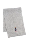 Polo Ralph Lauren Solid Denim Bear Scarf In Gray