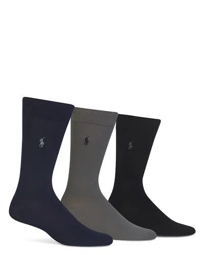 Polo Ralph Lauren Solid Dress Socks, Pack Of 3 In Black