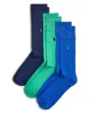 Polo Ralph Lauren Solid Dress Socks, Pack Of 3 In Blue