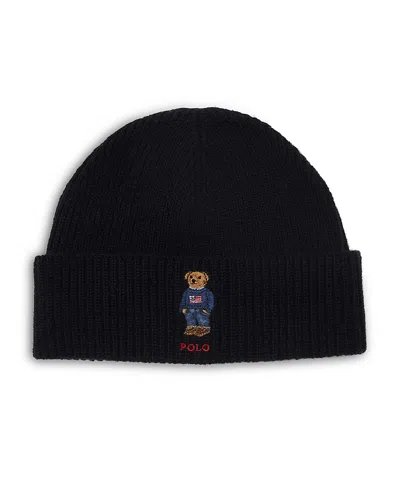 Polo Ralph Lauren Men's Embroidered Bear Cuff Hat In Polo Black