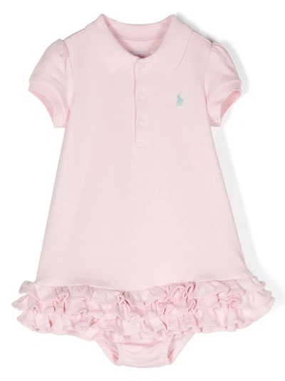 Polo Ralph Lauren Babies' Solid Ruffle-dresses-knit In Hint Of Pink