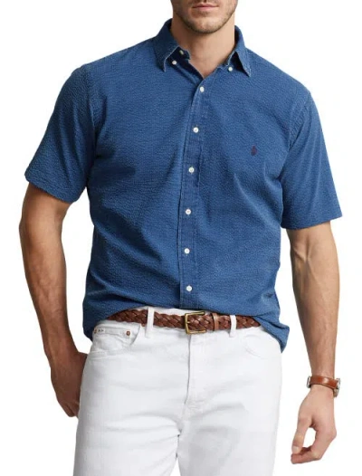 Polo Ralph Lauren Men's Big & Tall Seersucker Shirt In Dark Indigo