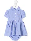Polo Ralph Lauren Solid Oxford Dress Newborn Girl Baby Dress Sky Blue Size 3 Cotton
