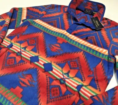 Pre-owned Polo Ralph Lauren Southwestern Aztec Indian Tribe Beacon Fleece Sweater Pullover In Multicolor