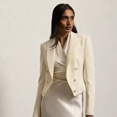Polo Ralph Lauren Spencer Wool Crepe Tuxedo Jacket In Lux Cream