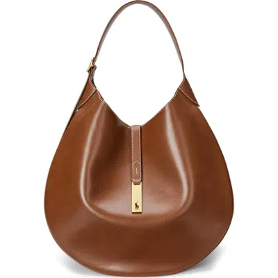 Polo Ralph Lauren Polo Id Large Hobo Shoulder Bag In Brown