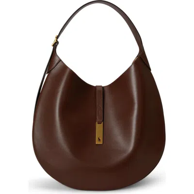 Polo Ralph Lauren Sport Calf Leather Shoulder Bag In Brown