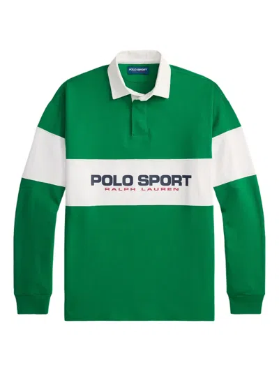 Polo Ralph Lauren Sport-rugby Long-sleeves Polo Shirt In Green