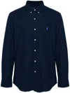 Polo Ralph Lauren Blue Shirt With Button-down Collar And Pony Embroidery On The Front In Blue