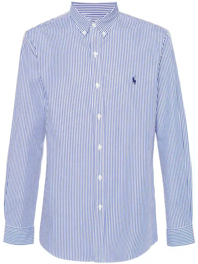 Polo Ralph Lauren Custom Fit Cubdppcs-bistretch Popelin Long Sleeve Sport Shirt Shirts Multicolor In Blue