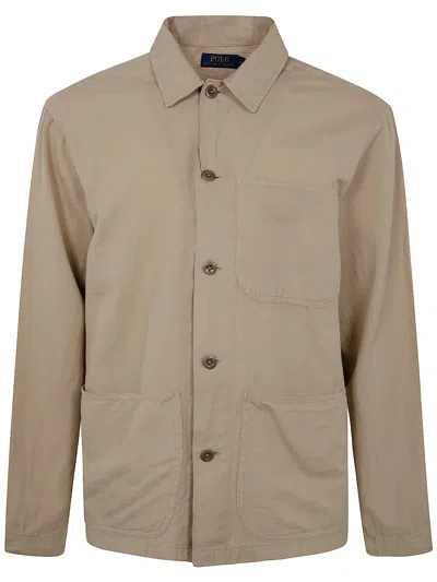 Polo Ralph Lauren Sport Shirt Long Sleeve In Neutral