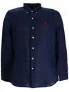 Polo Ralph Lauren Navy Blue Tailored Shirt With Front Button Fastening In Blue