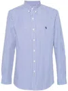 Polo Ralph Lauren Striped Stretch Cotton Shirt In Blue