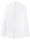 Polo Ralph Lauren Slim Fit White Cotton Shirt With Embroidered Logo In White