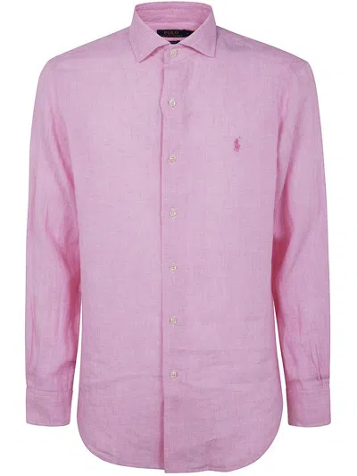 Polo Ralph Lauren Knit Oxford Shirt Man Shirt Light Pink Size L Cotton In Multicolor