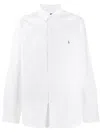 Polo Ralph Lauren Slim Fit White Cotton Shirt With Embroidered Logo In White