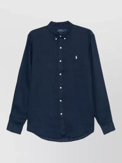 Polo Ralph Lauren Sport Shirt Long Sleeves Button Collar In Blue